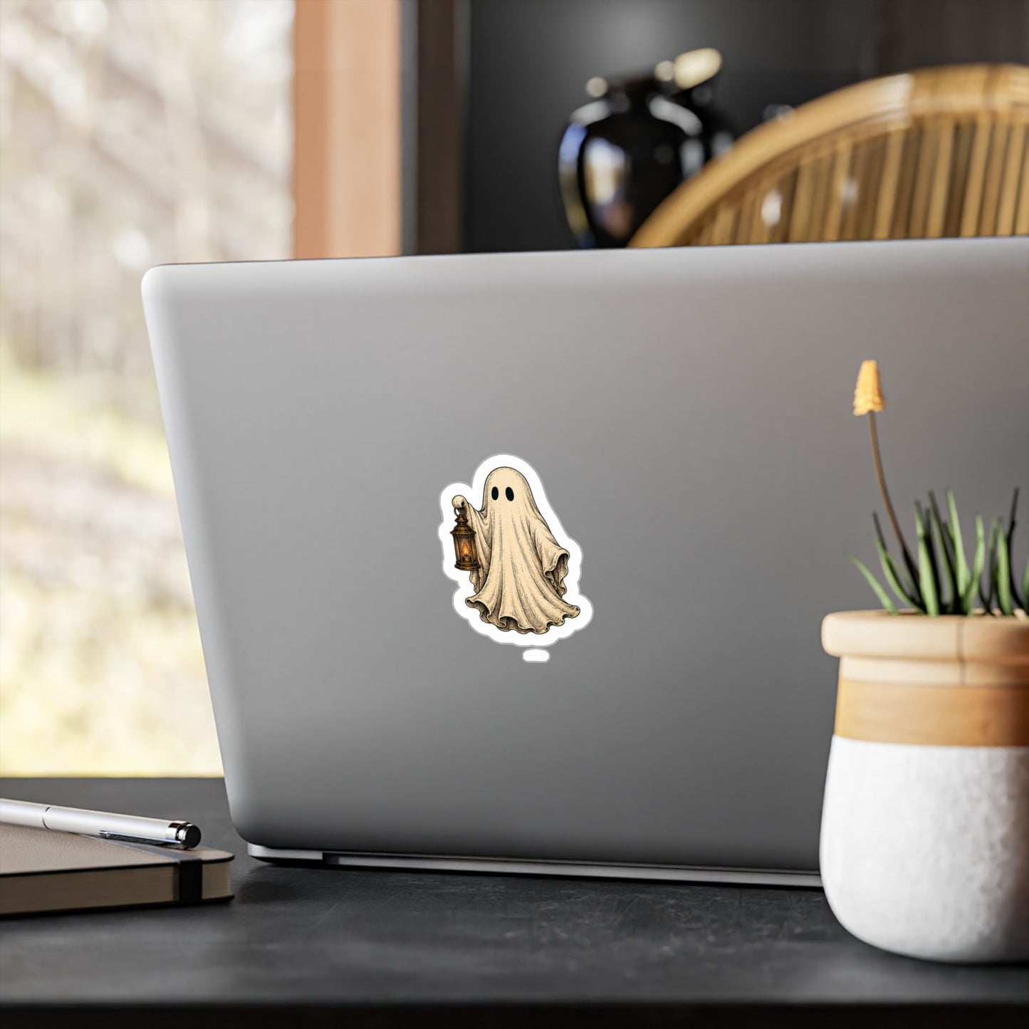 Autumn Pumpkin Kiss-Cut Vinyl Decal — Fall Leaves Sticker for Laptops, Windows & Cars