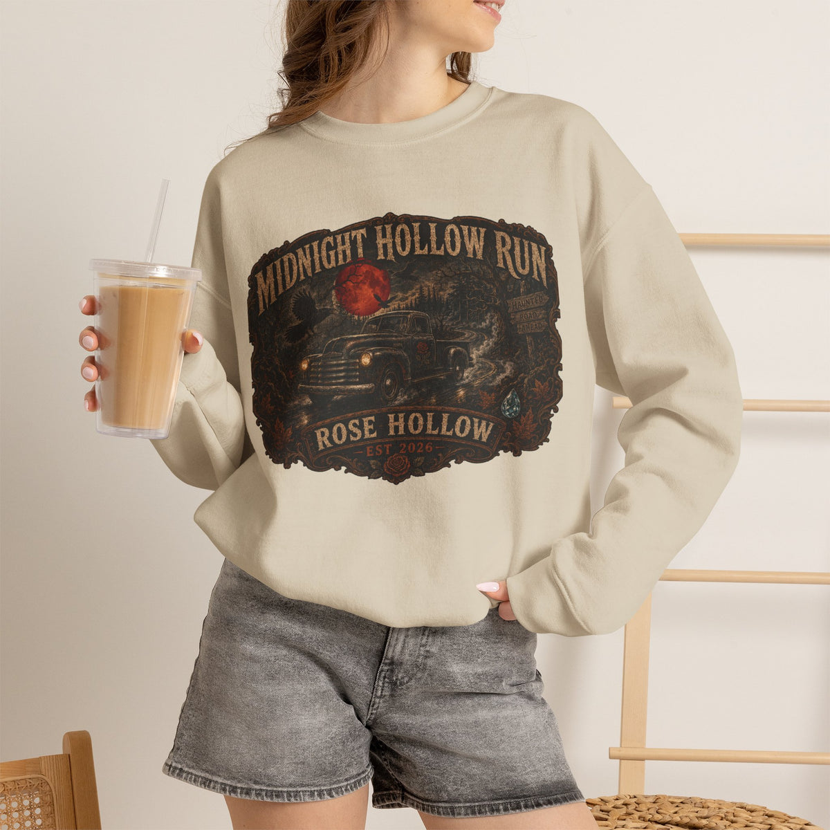 Midnight Hollow Run vintage car sweatshirt | Rose Hollow graphic sweatshirt