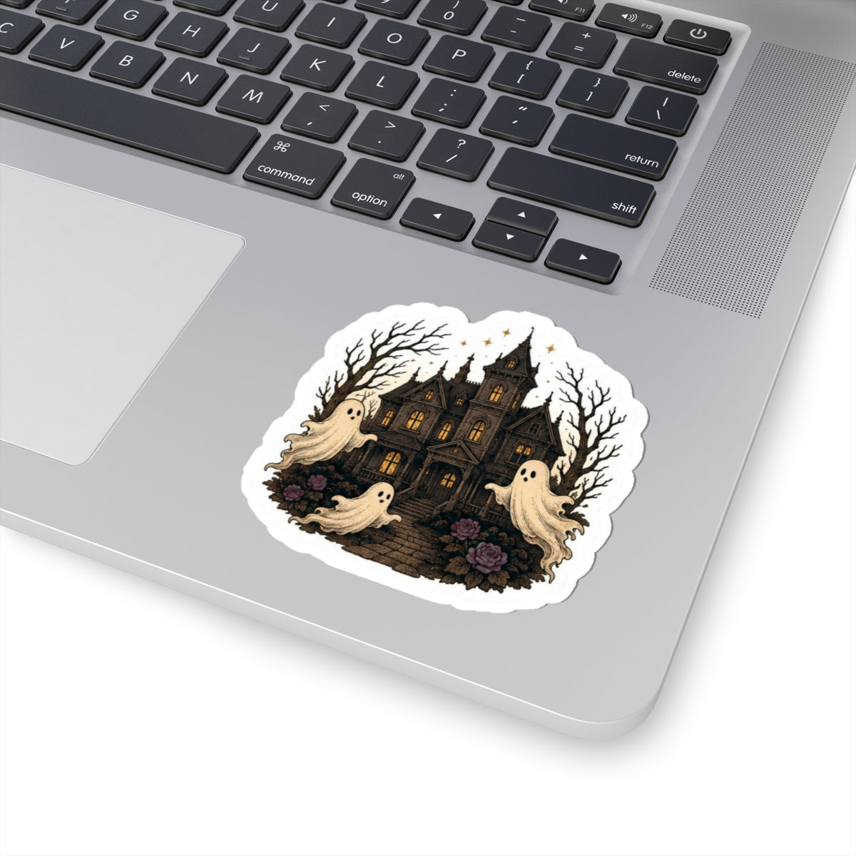 Haunted Mansion Ghost Sticker — Halloween Kiss-Cut Decal for Laptops & More