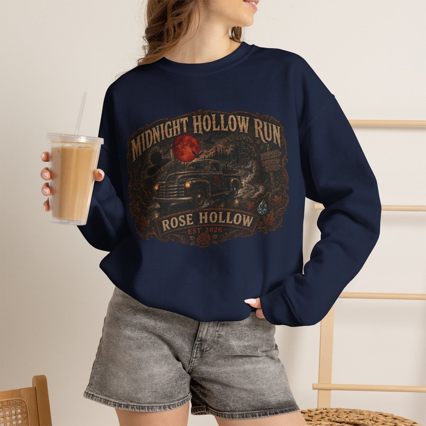 Midnight Hollow Run vintage car sweatshirt | Rose Hollow graphic sweatshirt