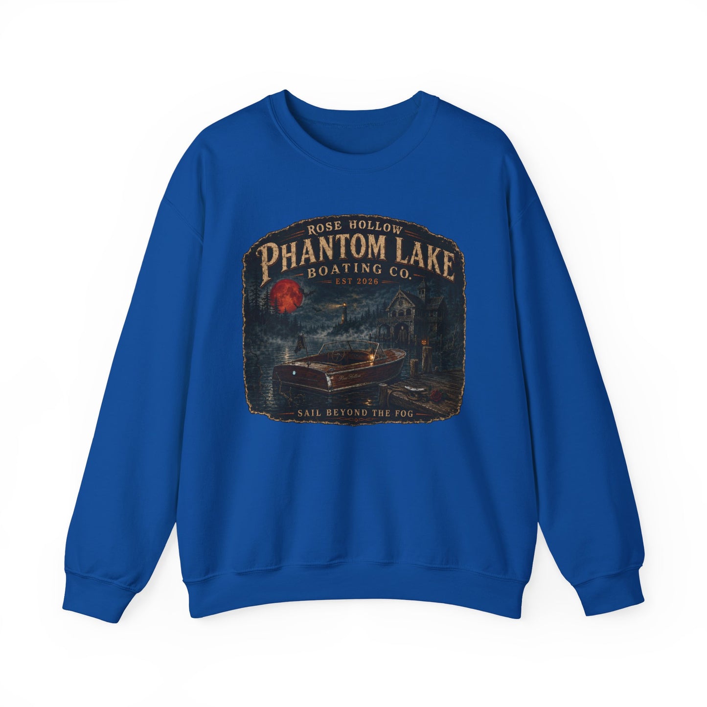 Phantom Lake Boating Co. Crewneck Sweatshirt | Vintage Lake Scene