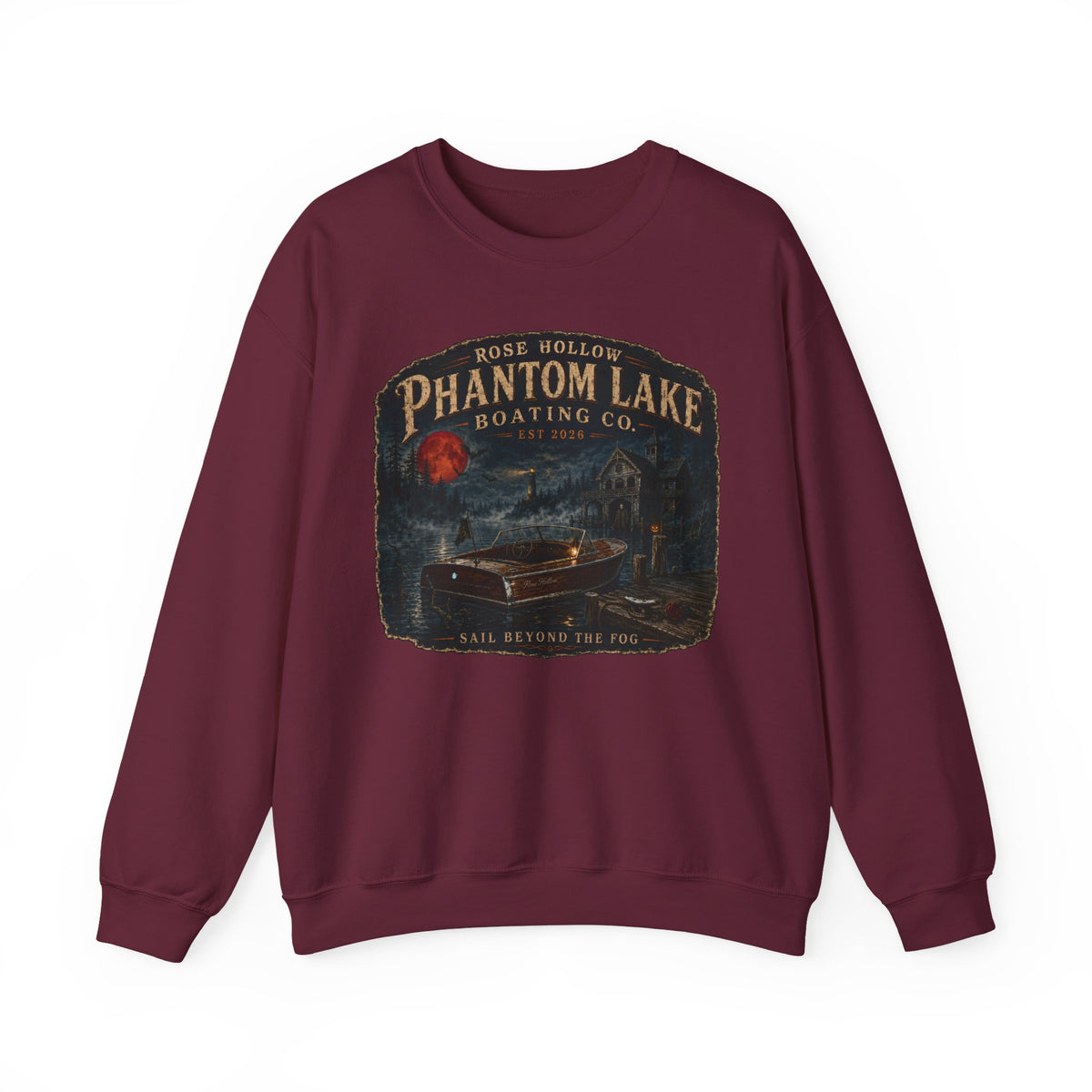 Phantom Lake Boating Co. Crewneck Sweatshirt | Vintage Lake Scene