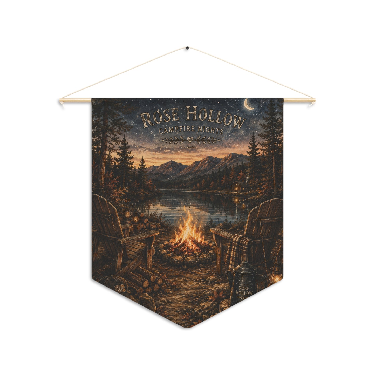 Campfire Night Pennant Wall Banner — Rose Hollow Lakeside Scenic Décor