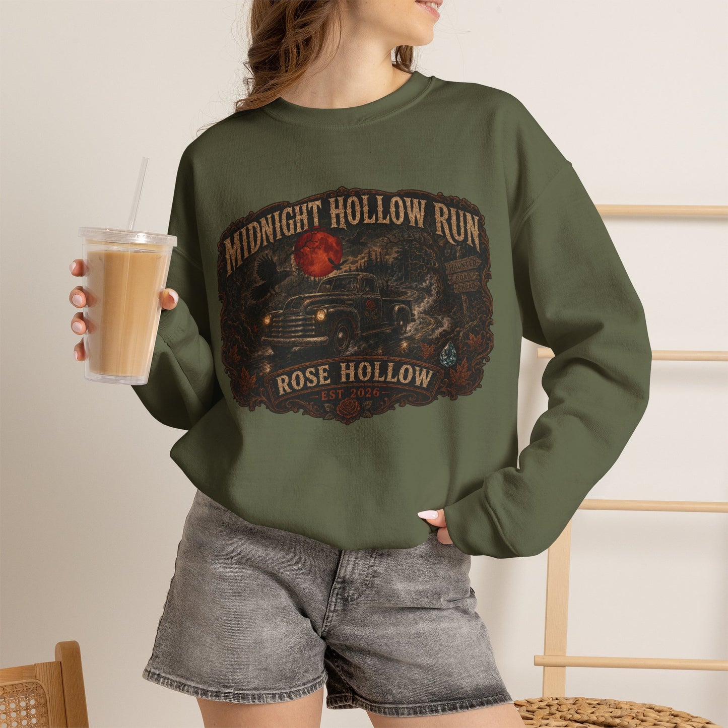 Midnight Hollow Run vintage car sweatshirt | Rose Hollow graphic sweatshirt