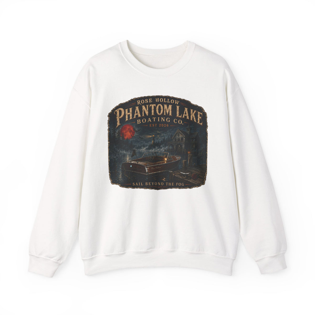 Phantom Lake Boating Co. Crewneck Sweatshirt | Vintage Lake Scene