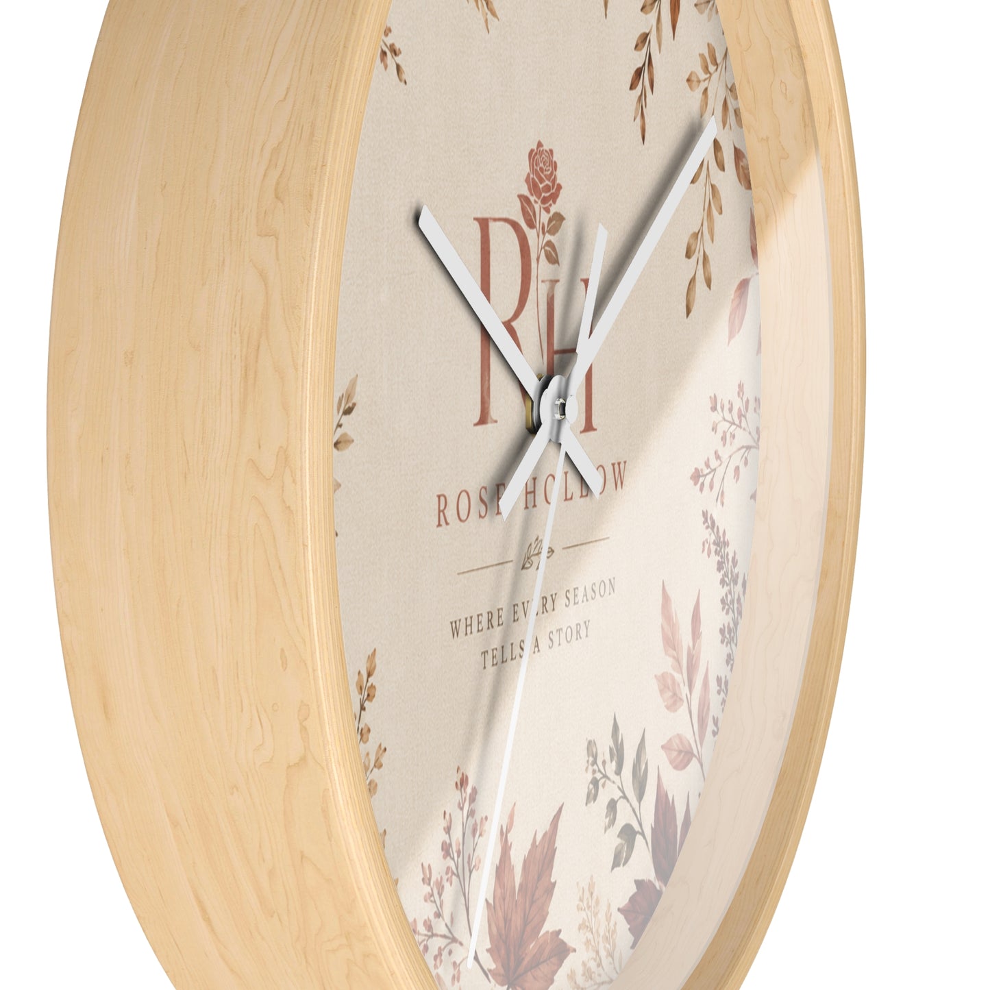 Autumn Botanical Wall Clock — Rustic Floral Timepiece
