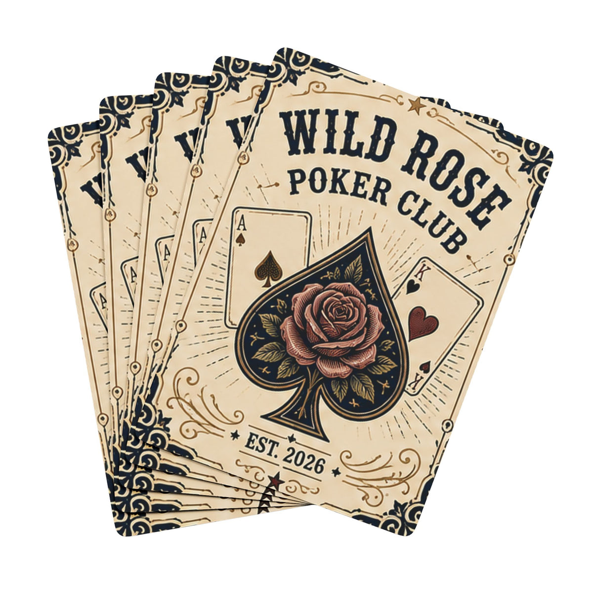 Wild Rose Poker Club Playing Cards — Vintage Rose Spade Deck