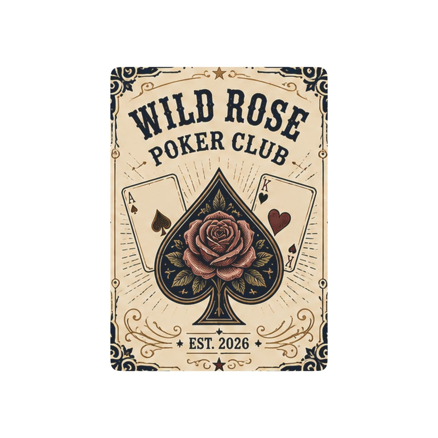Wild Rose Poker Club Playing Cards — Vintage Rose Spade Deck