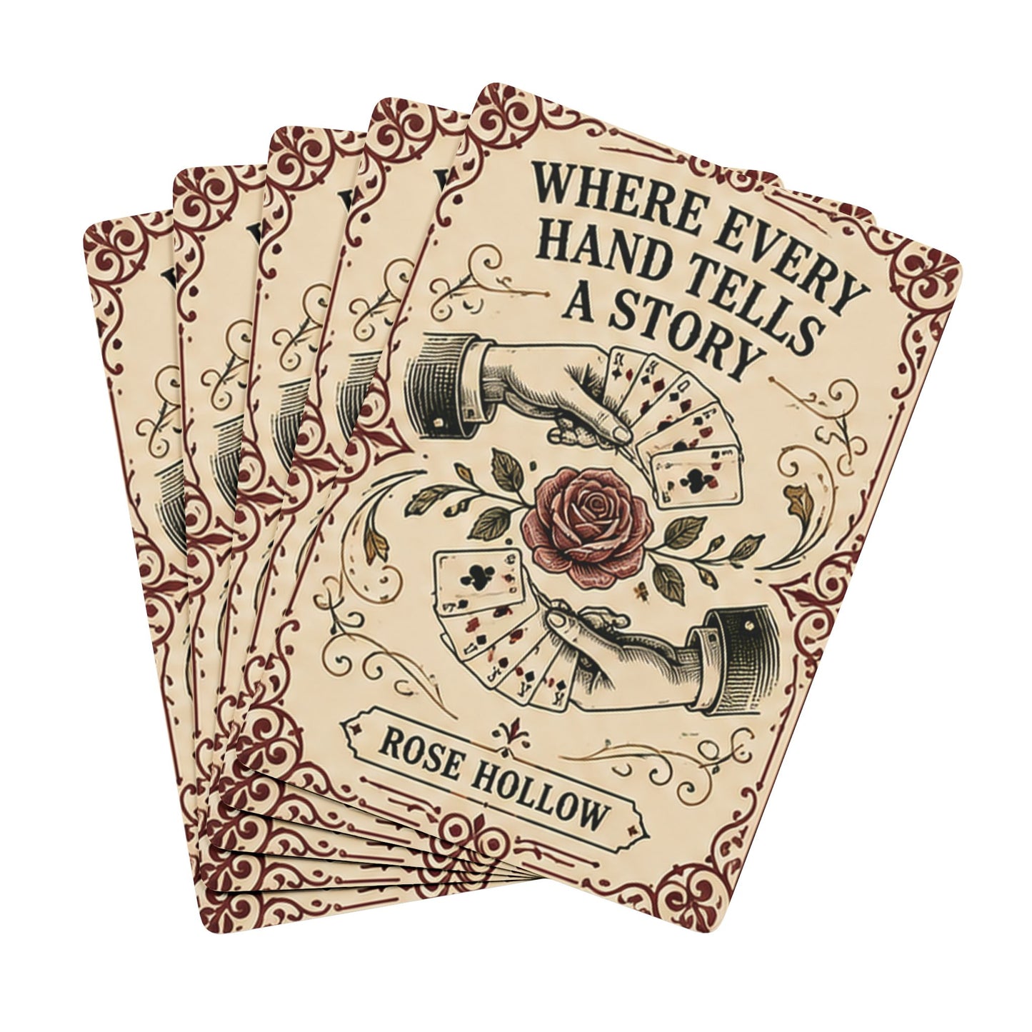 Vintage Rose Poker Playing Cards — “Where Every Hand Tells a Story” Deck