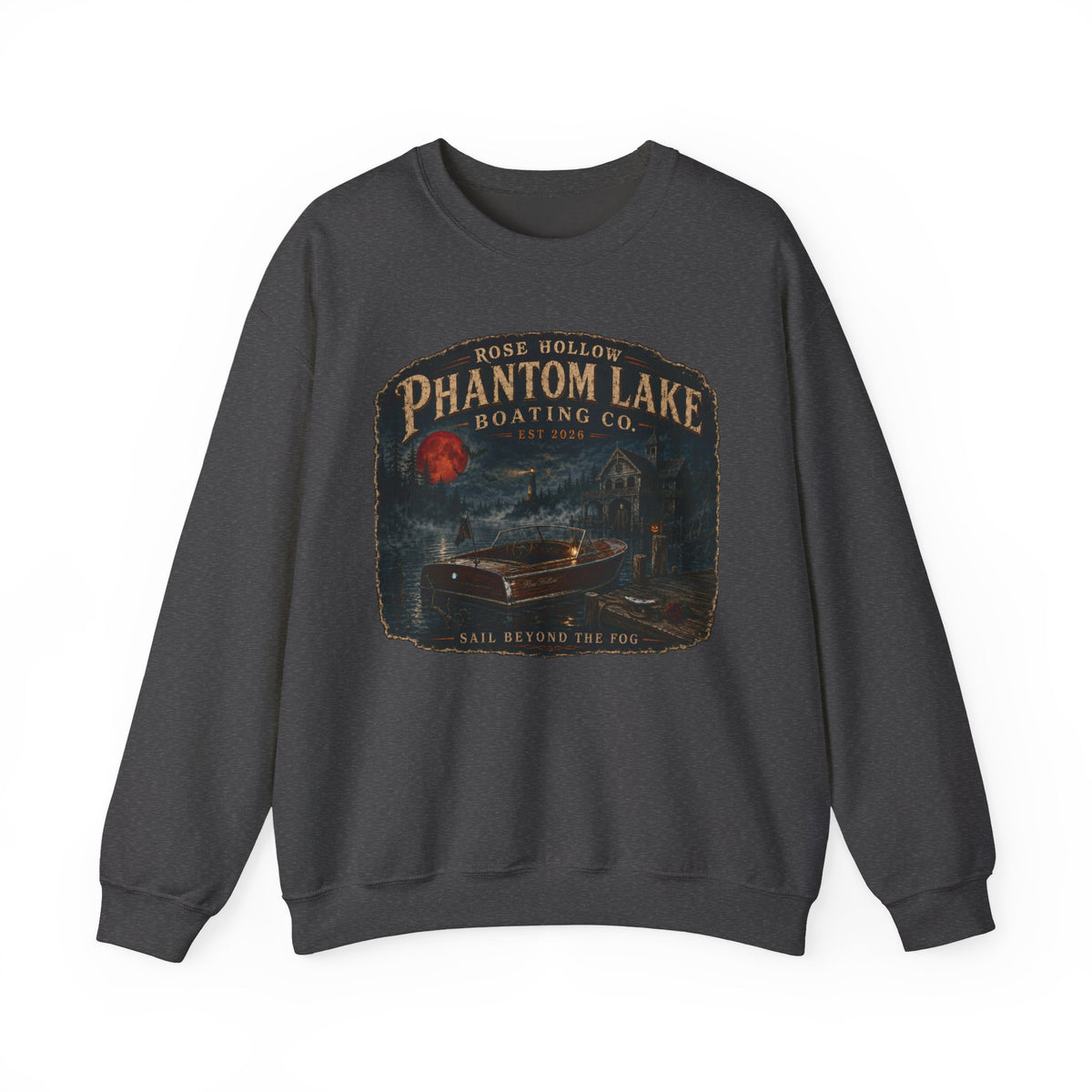 Phantom Lake Boating Co. Crewneck Sweatshirt | Vintage Lake Scene