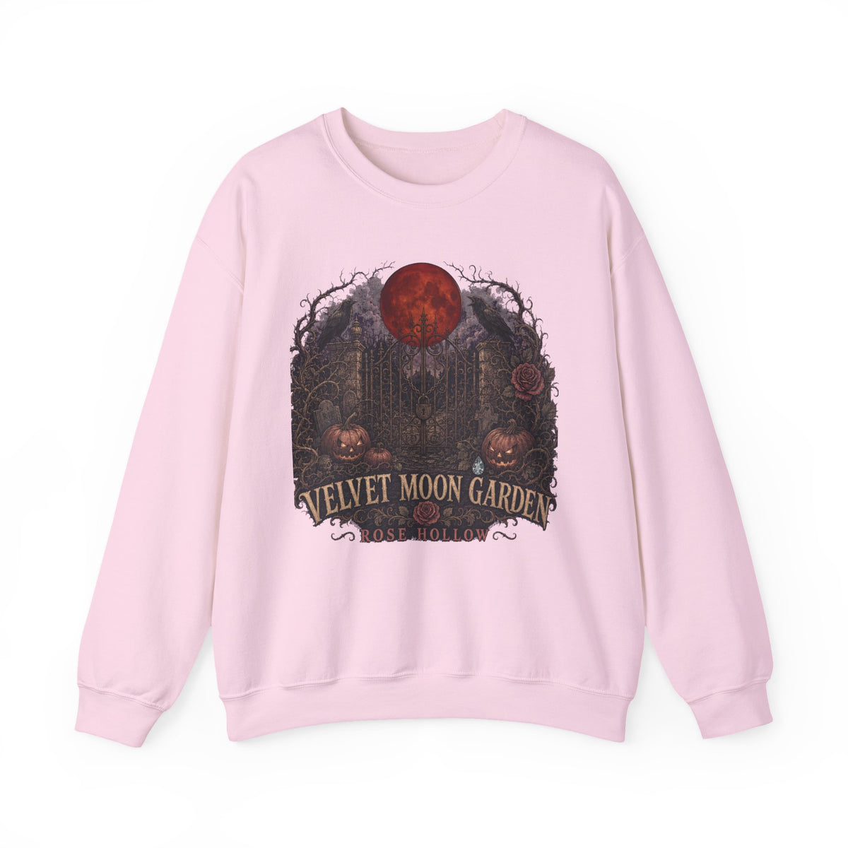 Velvet Moon Garden Crewneck Sweatshirt | Gothic Pumpkin Moon