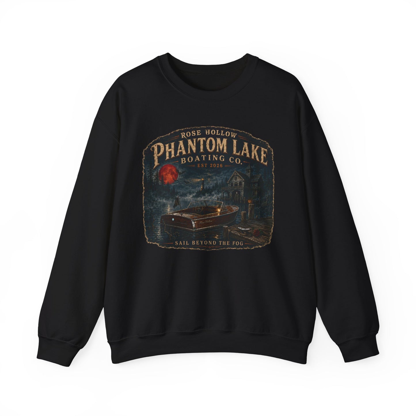 Phantom Lake Boating Co. Crewneck Sweatshirt | Vintage Lake Scene