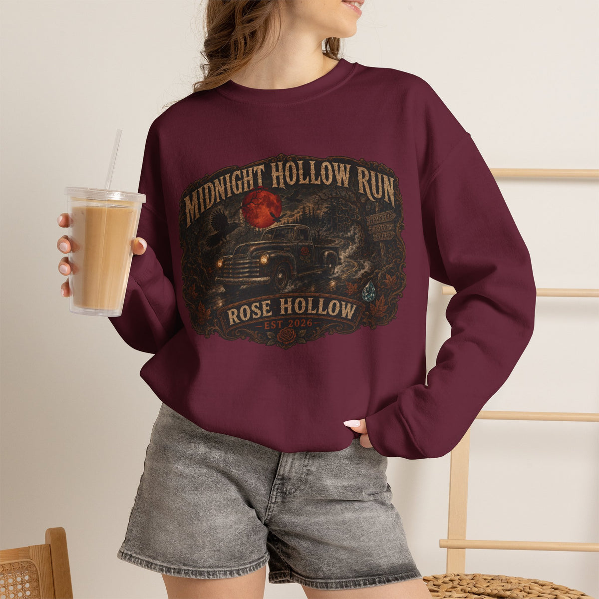 Midnight Hollow Run vintage car sweatshirt | Rose Hollow graphic sweatshirt