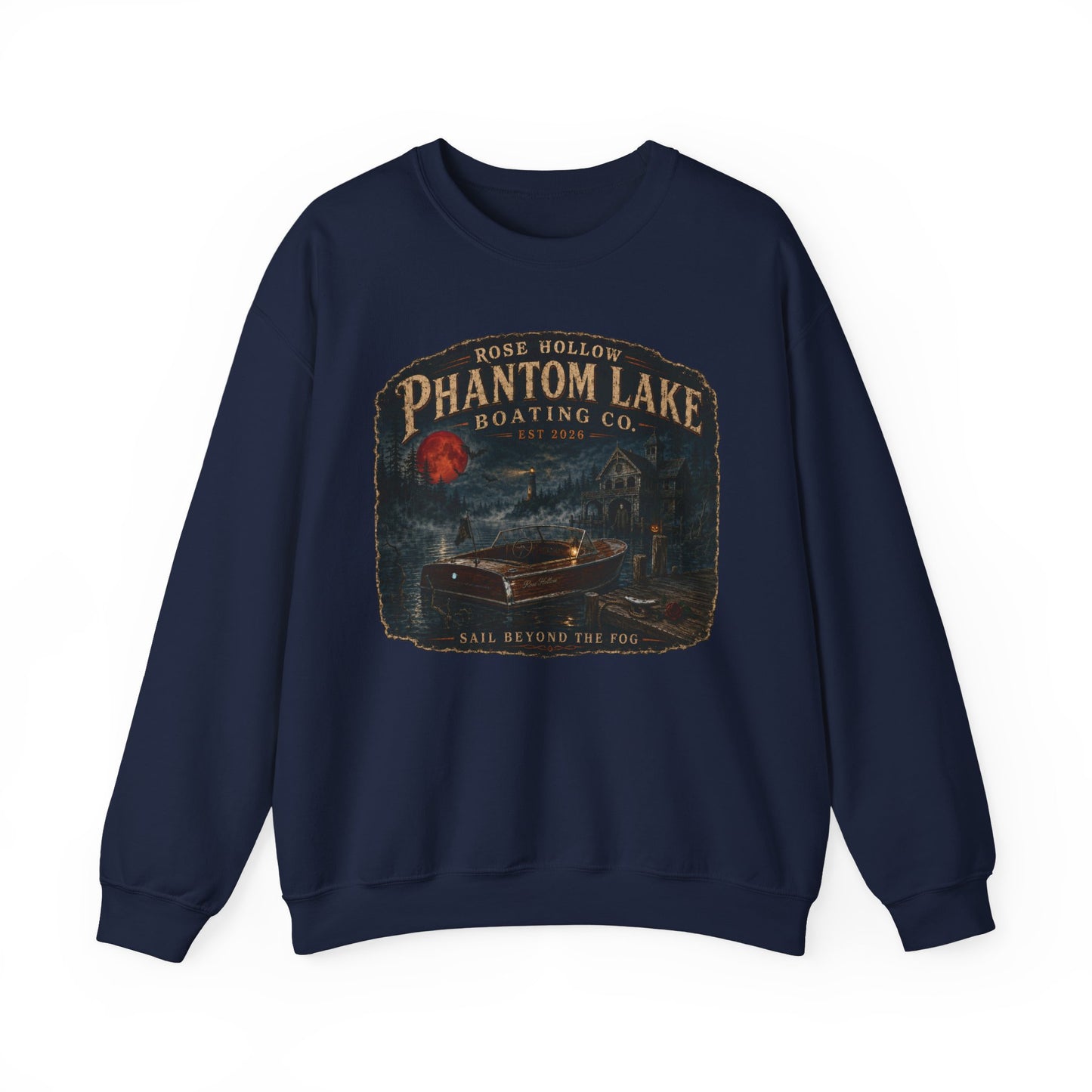 Phantom Lake Boating Co. Crewneck Sweatshirt | Vintage Lake Scene
