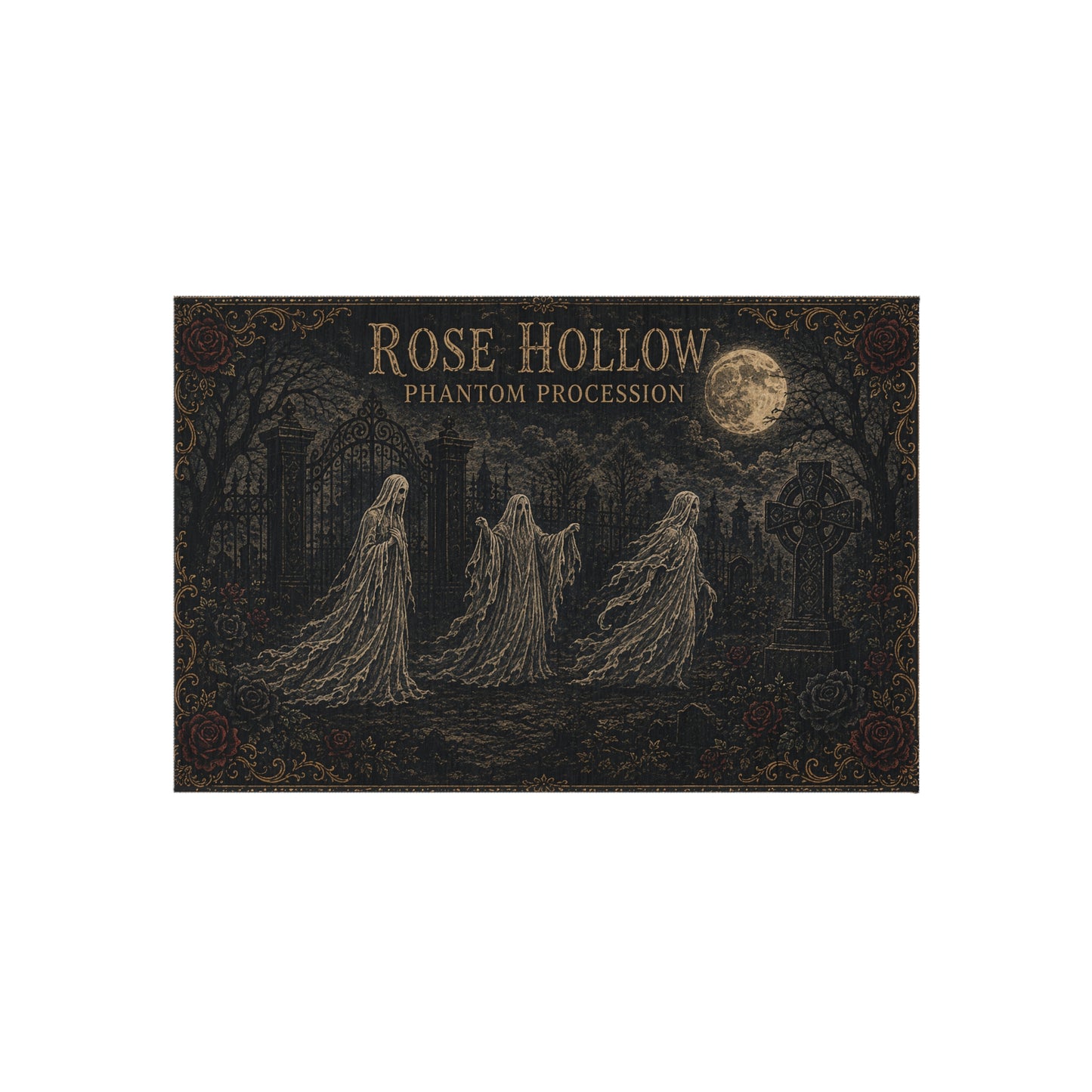 Outdoor Rug — Rose Hollow Phantom Procession Haunted Cemetery Doormat