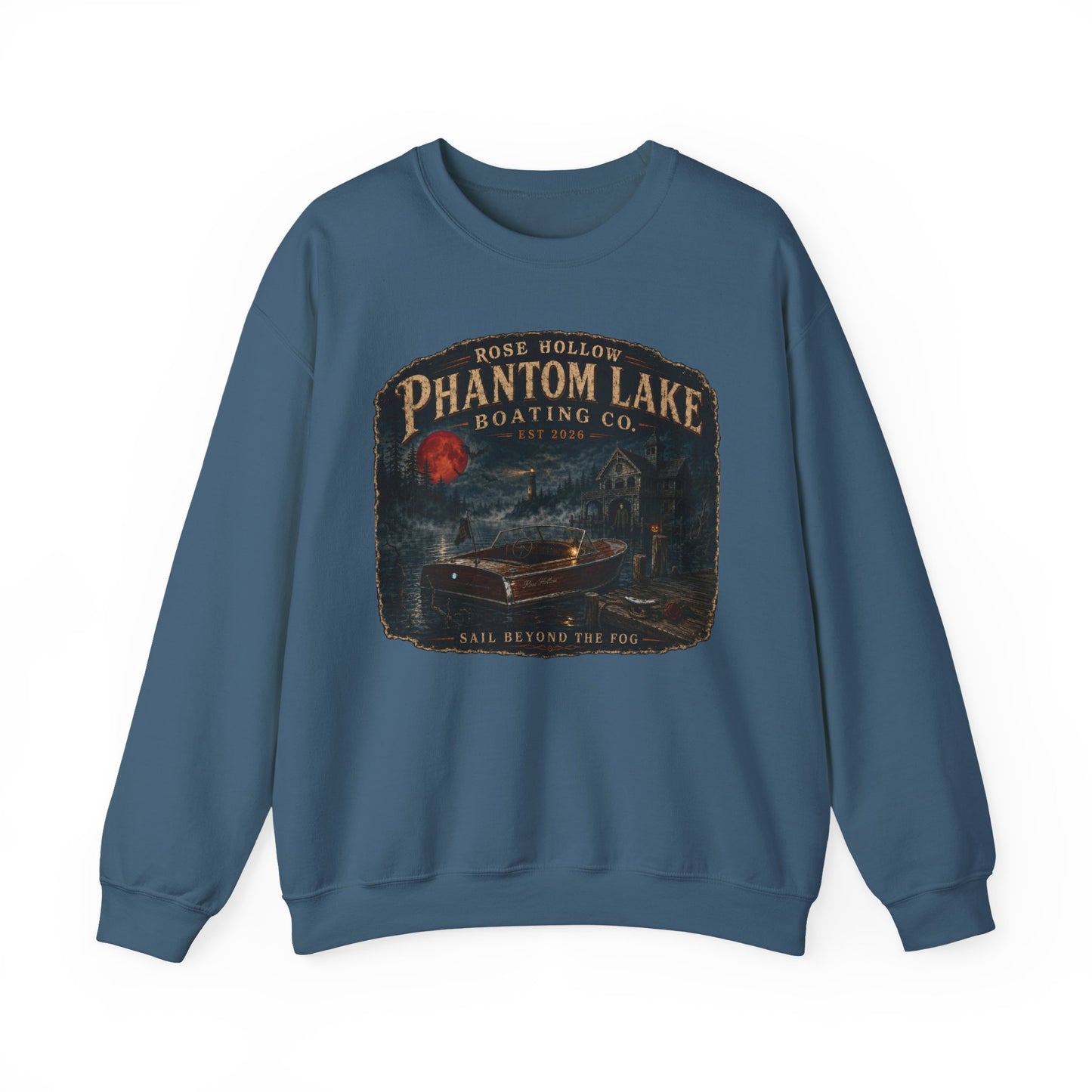 Phantom Lake Boating Co. Crewneck Sweatshirt | Vintage Lake Scene